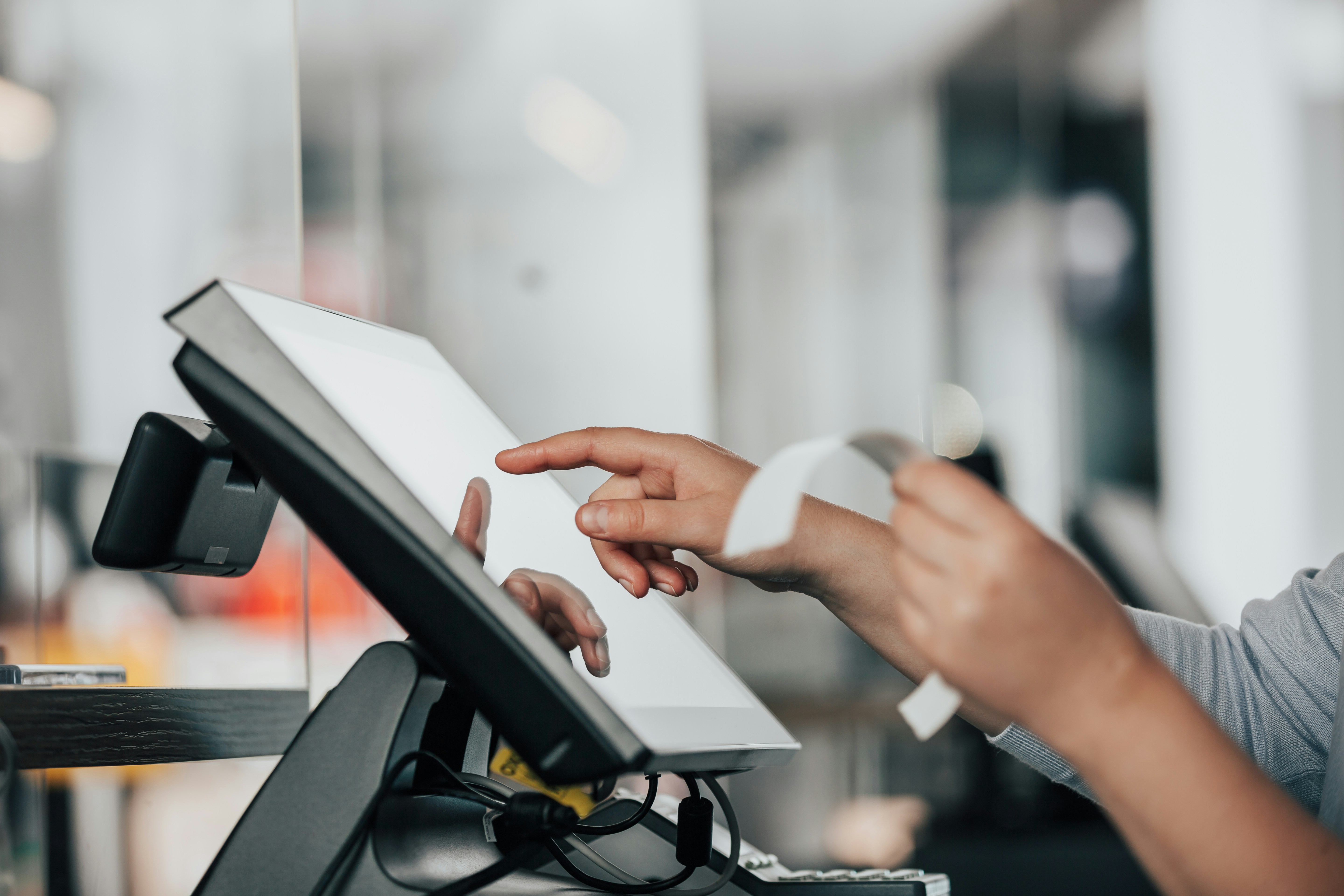 Person using POS machine